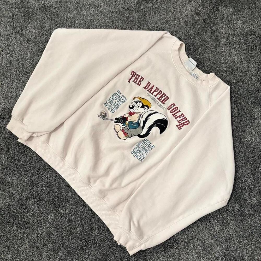 Vintage Pepe Le Pew Dapper Golf Looney Tunes Sweatshirt Crewneck Men XL Rare